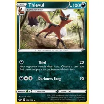 Karetní hra Pokémon SSH 126/202 Thievul - Sword & Shield Stav: Near Mint, Verze: REVERSE HOLO