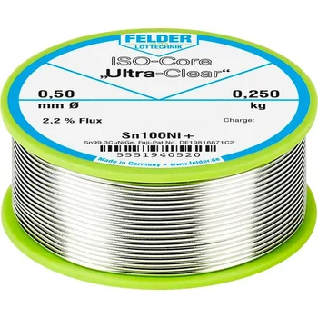 Felder ISO-Core Ultra-Clear Sn100Ni plus bezolovnatý pájecí cín cívka Sn99,25Cu0,7Ni0,05 0.250 kg 0.5 mm