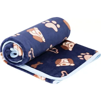 Dětská deka ESITO | Dětská deka mikroplyš pejsek Kostička 110 x 140 cm - modrá / 110 x 140 cm