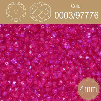 Korálek Korálky BROUŠENÉ 4mm. Barva 0003/97776. Průhledná purpurová s pokovem. Balení 120Ks.