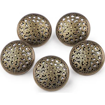 Knoflík Kovový knoflík filigrán velikost 24", 28", střední, 11 (28") staromosaz