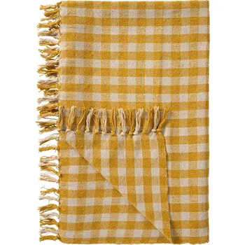 Přehoz na lůžko Ib Laursen Bavlněný přehoz Yellow Checks 130 × 160 cm