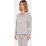 GUASCH Dámské pyžamo SONIA, Šedá, V dárkovém boxu, Bavlna 93% / polyester 7%, Dlouhý rukáv - vel. L