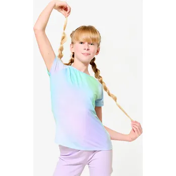 Pánské oblečení DECATHLON Dětské fitness tričko 5-6 LET FIALOVÁ |RŮŽOVÁ