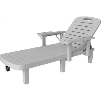 Zahradní lehátko Zahradní lehátko s postranním stolkem | světle šedé