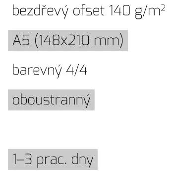 Leták A5 4/4 bezdřevý ofset 140 g/m2 LT-A5-4/4-140-BO Nižší cena pro více kusů!