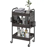 HOMCOM Víceúčelový vozík Kuchyňský vozík, 3 police, 4 kolečka, 53,5 cm x 30,5 cm x 75 cm, černý