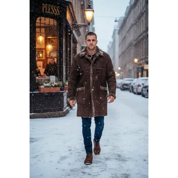 Pánská casual bunda LEVNO Pánský kožich z pravé kůže Varianta: 48 Nové