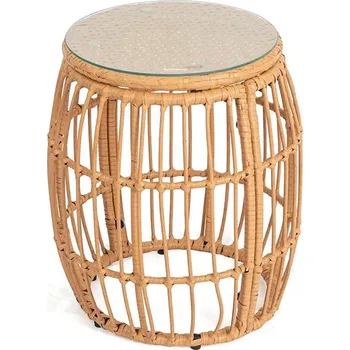 Zahradní stůl Bonami Essentials Kulatý zahradní stůl z umělého ratanu ø 47 cm Vistdal Rozbale(v)no, chybí vrchní skleněná deska