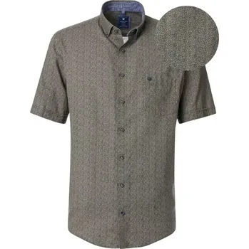 Pánská košile Velká pánská lněná vzorovaná košile s krátkým rukávem XXL Redmond 251155999-200 v modro-zelené barvě (4XL)