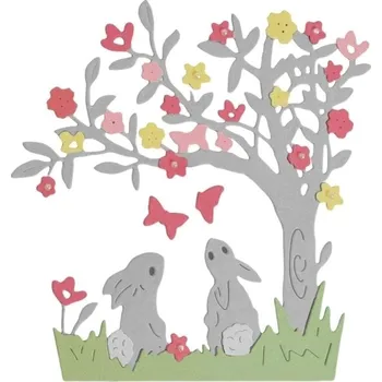 Kancelářská technika Sizzix 663320 Řezací šablona Zajíčci pod stromem 3 ks