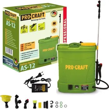 Zavlažování PROCRAFT AS-12 aku zádový zahradní postřikovač LiIon 12V 8Ah 12 lit.