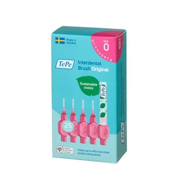 Zubní kartáček TePe Original mezizubní kartáčky z bioplastu 0,4 mm růžové, 25 ks