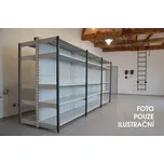 Regál oboustranný kovový – 190 x 1500 x 105 cm – 5 polic – se zády – barvený pozink – samonosný – vysoká nosnost – Linde