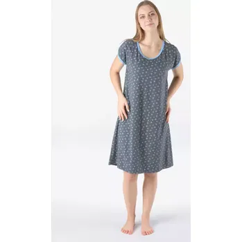Dámská noční košile GINA dámské košilka noční dámská krátký rukáv, šité, s potiskem Pyžama Bamboo 19176P tm. šedá pomnenková L