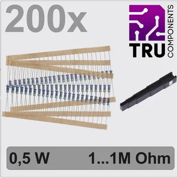 Rezistor TRU COMPONENTS TC-12888472 T22P081 sada metalizovaných rezistorů axiální 0.5 W 1 procent 200 ks