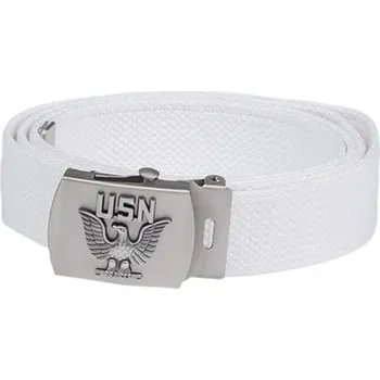 Opasek MIL-TEC® Opasek kalhotový BÍLÝ se znakem USN na přezce
