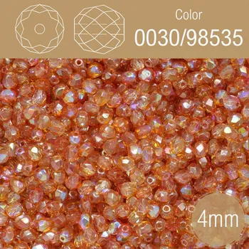 Korálek Korálky BROUŠENÉ 4mm. Barva 0030/98535. Průhledná hnědá s pokovem. Balení 120Ks.