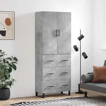 Příborník do zásuvky vidaXL Skříň highboard 69,5 x 34 x 180 cm kompozitní dřevo [3195867] Barva: Betonová šedá