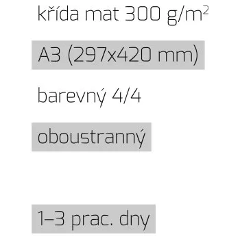 Leták A3 4/4 křída mat 300 g/m2 LT-A3-4/4-300-K Nižší cena pro více kusů!