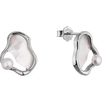 Náušnice Stříbrné náušnice nepravidelného tvaru s říční perlou 21120.1