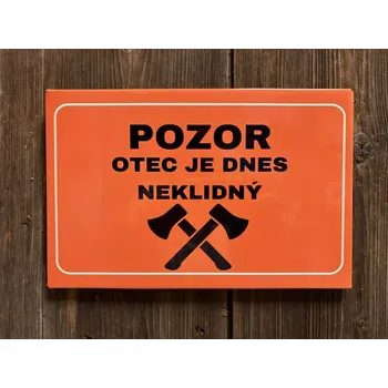 Plechová cedule Plechová cedule POZOR - neklidný otec