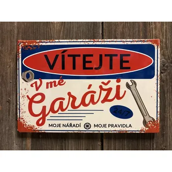 Plechová cedule Plechová cedule VÍTEJTE - garáž