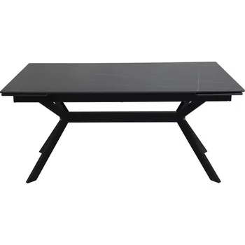 Jídelní stůl Jídelní keramický stůl IMPERIA černý mat / černý kov (160-220)x90 cm