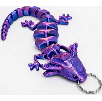 3D Flexi Axolotl na klíče | Svíčkománie3D | Barva: Fialovo-modrá lesklá