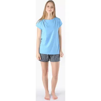 Dámské oblečení GINA dámské pyžamo krátké dámské, šité, s potiskem Pyžama Bamboo 19174P pomnenková tm. šedá S