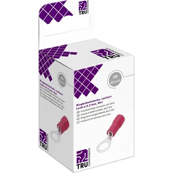 Kabelové oko TRU COMPONENTS T2010C282 kulaté kabelové oko Průřez (max.)=1.5 mm² Ø otvoru=3.2 mm částečná izolace červená 25 ks