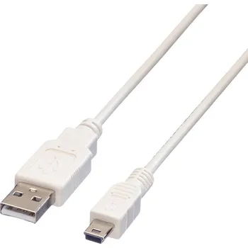 elektrický kabel Value USB kabel USB 2.0 USB-A zástrčka, USB Mini-B zástrčka 0.80 m bílá stíněný 11.99.8708