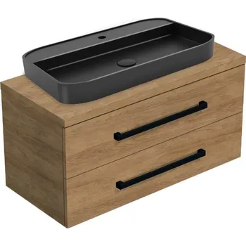 Koupelnový nábytek Koupelnová skříňka s umyvadlem a krycí deskou SAT Cube Way 100x47,5x46 cm dub Hickory mat CUBE46C1003DHSAT40