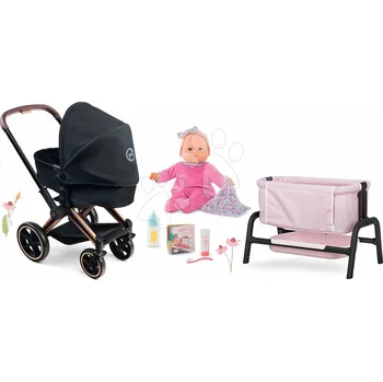 Kočárek Set kočárek trojkombinace s panenkou Eloise Cybex Black 3in1 Pram Corolle v postýlce s láhví