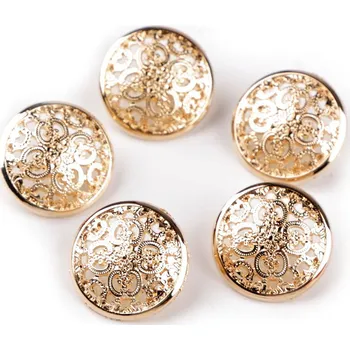 Knoflík Kovový knoflík filigrán velikost 24", 28", střední, 9 (28") zlatá klasik