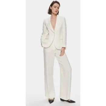 Dámská móda Weekend Max Mara Kalhoty z materiálu Malizia 2415131022 Bílá Relaxed Fit 40