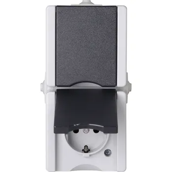 Elektrická zásuvka Kopp 947556008 spínání ve vlhkých místnostech kompletní sada zásuvka s ochranným kontaktem se sklopným víkem proAQA šedá 1 ks