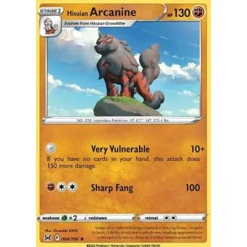 Sběratelská karetní hra Pokémon LOR 084/196 Hisuian Arcanine - Lost Origin Stav: Near Mint, Verze: REVERSE HOLO