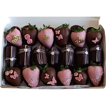 Bonboniéra Jahody a banány v čokoládě Dárková krabička Královská Velikost produktu: Malá 0,40 kg