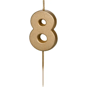 Dortová svíčka Zlatá narozeninová svíčka na dort číslo 8