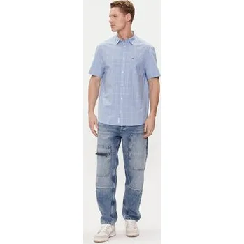 Pánská móda Tommy Jeans Košile DM0DM18967 Modrá Regular Fit M