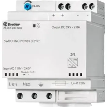 Měnič napětí Vestavěný spínaný napájecí zdroj (SMPS) 60W, výstup: 24V dc 2.8A Finder