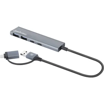 USB hub Manhattan 181075 USB Hub 2 plus 2 port USB-A, USB-C® USB&nbsp;3.0 5 GBit/s s hliníkovým krytem, s konektorem USB C vesmírná šedá 181075
