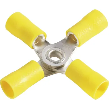 Kabelové oko Vogt Verbindungstechnik 3655a4 křížové oko Průřez (max.)=6 mm² Ø otvoru=4 mm částečná izolace žlutá 1 ks