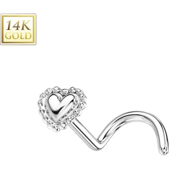 Piercing Šperky4U Zlatý piercing do nosu - srdíčko, Au 585/1000 - ZL01243-WG
