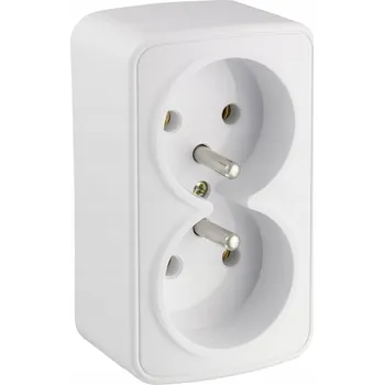 Elektrická zásuvka Zásuvka na omítku dvojitá GNBD250 2x2P+Z, barva: bílá, 250V~ 16A