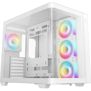 PC skříň DEEPCOOL skříň CG530U 4F ATX 4x120mm ARGB 2xUSB USB-C zaoblené sklo panoramatická bílá