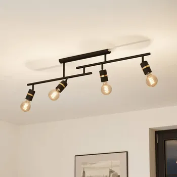 Osvětlení EGLO Stropní svítidlo Lurone, černé, čtyřplamenné černá, mosazná 4 x 10 W - Doprava zdarma