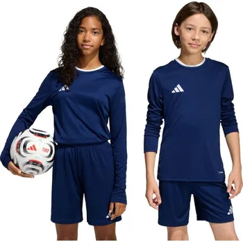 Dívčí oblečení Adidas Entrada 26 dětské tričko s dlouhým rukávem tmavě modré KF5877 116 cm