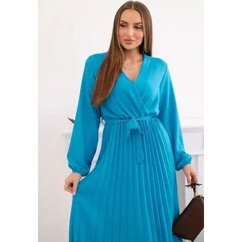 Dámské šaty Šaty se svázaným plisovaným lemem tyrkys UNI